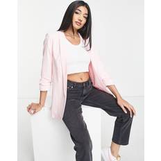 Pink Blazers Pieces blazer with ruched sleeves in light pink-White