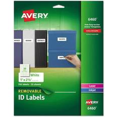 Avery 6460 Removable Labels, Laser or Inkjet, 1 x 2-5/8" White 750 Labels