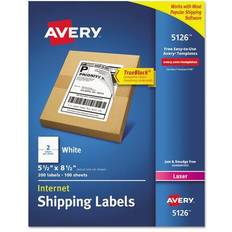 Avery TrueBlock Shipping Labels, Laser, Half Sheet, White, 200ct