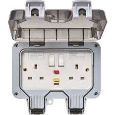 Zinc 2 Gang IP66 RCD 13A Socket