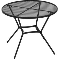 OutSunny Black 35 in. Round Metal Outdoor Dining Table with Mesh Tabletop