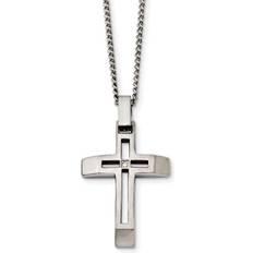 Mens Gentlemen's Classics(tm) Brushed Cubic Zirconia Cross Necklace