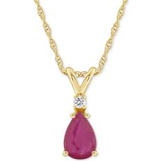 Macy's Accent 18" Pendant Necklace - Gold/Diamond/Sapphire