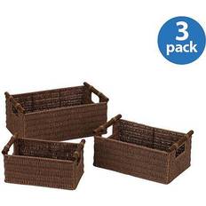 Household Essentials Wicker Brown 3-Pieces Storage Box