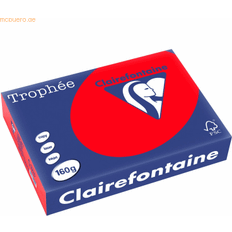 Red Office Papers Clairefontaine Trophee Card A4 160gm Coral Red (250 Pack) 1004C