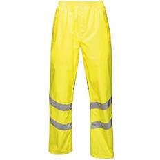 Yellow Trousers & Shorts Regatta Unisex Hi Vis Pro Reflective Packaway Work Over Trousers (Yellow)