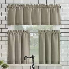 No. 918 Martine Microfiber Semi Sheer Kitchen Curtain Valance & Tiers 137.16x114.3cm