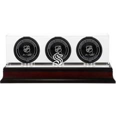 Fanatics Seattle Kraken Mahogany Three Hockey Puck Logo Display Case