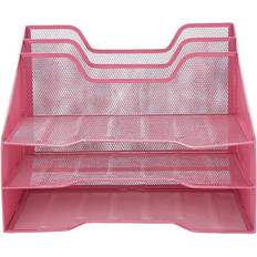 Mind Reader 5 Tray Mesh File/Letter/Document Desktop Organizer Pink