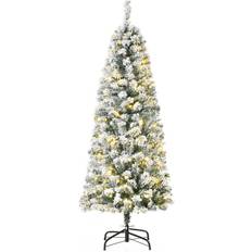 Homcom Prelit Snow Flocked Green Christmas Tree 150cm