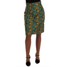 Dolce & Gabbana Multicolor Jacquard Straight Pencil Women's Skirt