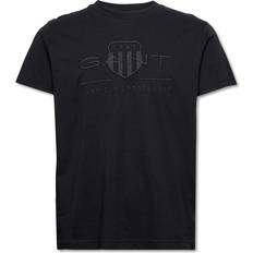 Gant Men's short-sleeve T-shirt with matching embroidered logo, Black