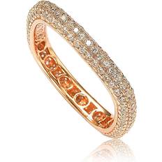 Suzy Levian Rosed Sterling Cubic Zirconia Modern Pave Square Eternity Band