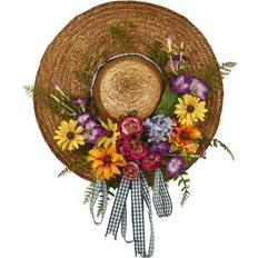 Nearly Natural Mixed Flower Hat Wreath Decoration 45.7cm