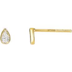 Zoe Lev Pear Bezel Studs - Gold/Diamonds