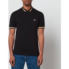 Fred Perry Beige Polo Shirts Fred Perry Men's Made In England Single Tipped Polo Shirt Black/Beige 46/XXL