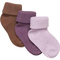 Brown Underwear Minymo Baby Rib Socks 3-pack - Very Grape