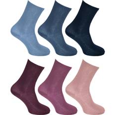 Healthy Womens/Ladies Easy-slide 100% Cotton Socks (6 Pairs) (4-7 UK) (BLACK)