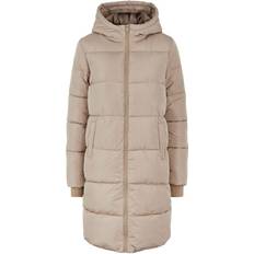 Pieces Longline Padded Jacket - Silver Mink