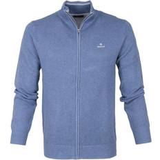 Mens Cotton PiquÃ© Zip Cardigan Denim