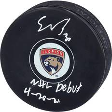 Fanatics Florida Panthers Spencer Knight Autographed Hockey Puck with NHL Debut