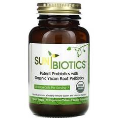 Sunbiotics, Potent Probiotics With Organic Yacon Root Prebiotics, 30 Vegetarian Tablets