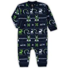 Infant Boys and Girls Seattle Seahawks Banded Long Sleeve Holiday Pajamas Full-Zip Jumper