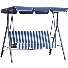 Blue Canopy Porch Swings Garden & Outdoor Furniture OutSunny Rattan 860-027