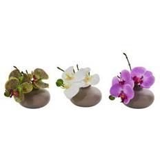 Nearly Natural Phalaenopsis Orchid Artificial Arrangement Decorative Item 3pcs