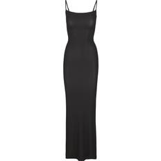 Black - Solid Colours - Women Dresses SKIMS Soft Lounge Long Slip Dress - Onyx