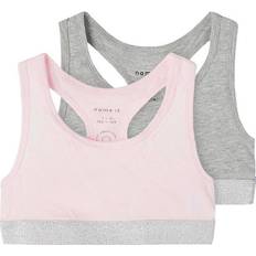 Organic Cotton Bralettes Name It Short Top without Sleeves 2-pack - Barely Pink