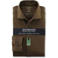 Olymp Luxor 24/Seven Modern Fit, Business Shirt - Kent, Brown