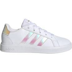 White Indoor Sport Shoes adidas Kid's Grand Court Lifestyle Tennis - Cloud White/Iridescent/Cloud White