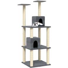 vidaXL Cat Tree with Sisal Scratching Posts Dark Grey 141cm