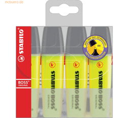 Stabilo BOSS ORIGINAL Highlighter Yellow Medium Chisel 2-5 mm Refillable Pack of 4