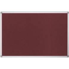 Red Bulletin Boards Bi-Office Maya Burgundy Felt Noticeboard Aluminium Frame 1200x1200mm