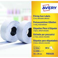 Avery Labels for Labelling Gun 2-Line Removable [Pack 10] PLR1626