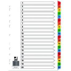 Q-CONNECT Index 1-20 Board Reinforced Multicoloured (10 Pack) KF01521Q