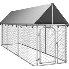 vidaXL Outdoor Dog Kennel with Roof 157.5"x39.4"x59.1"