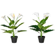 Homcom Artificial Set Of 2 Calla Lily Flower Faux Plant For Indoor Artificial Plant