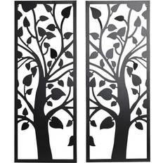 Dkd Home Decor Wall (2 Pieces) Tree Metal Shabby Chic (35 x 1,3 x 91 cm) Figurine