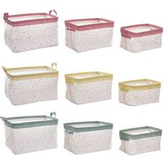 Yellow Baskets Dkd Home Decor set Polyester Cotton Aluminium (35 x 21 x 20 cm) (3 Units) Basket