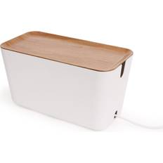 White Storage Boxes Bosign Cable Organiser XXL cabel tidy Wood-white Storage Box