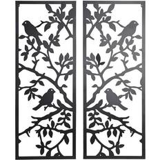 Dkd Home Decor Wall (2 Pieces) Metal Birds Shabby Chic (35 x 1,3 x 91 cm) Wall Decoration