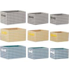 Yellow Baskets Dkd Home Decor Kurvesæt Polyester Aluminium (32 x 24 x 18 cm) (3 enheder) Basket