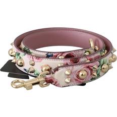 Black - Leather Bag Accessories Dolce & Gabbana Pink Floral Leather Stud Accessory Shoulder Women's Strap