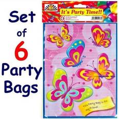 6 x Pink Butterfly Design Childrens Kids Girls Birthday Party Loot Bags