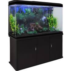 Aquarium Fish Tank & Cabinet with Complete Starter Kit with Black Gravel