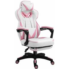 Vinsetto Gaming Chair with Retractable Footrest Pink