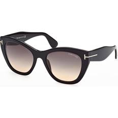 Tom Ford Women Sunglasses Tom Ford Cat Eye Shiny Black Smoke